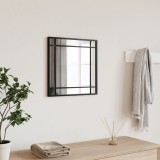Oglinda Perete vidaXL, 40x40 cm, Patrata, Fier Negru, Decor Minimalist, Montare Facila, Sticla Calitate, Baie, Dormitor