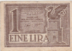 IUGOSLAVIA Liubliana 1 LIRa 1944 F foto