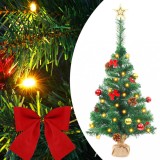 VidaXL Brad de Crăciun artificial pre-iluminat cu globuri, verde 64 cm