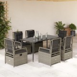 vidaXL Set mobilier de grădină cu perne, 7 piese gri deschis poliratan 3263031