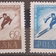 Polonia 1957 sport SKI, ANIVERSARI ,SPORT 2v mnh