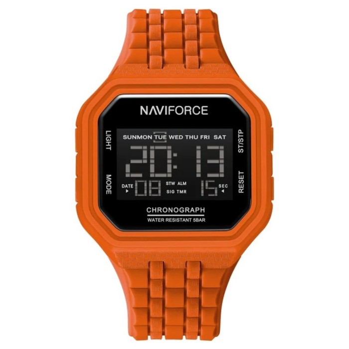 Ceas Barbati Naviforce 7116 Portocaliu , Design Military, Functii Multiple, Alarma, Rezistent la Apa 3ATM