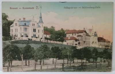 BRASOV , SCHLOSSBERG - ZEILE , CARTE POSTALA ILUSTRATA , DATATA 1914 foto