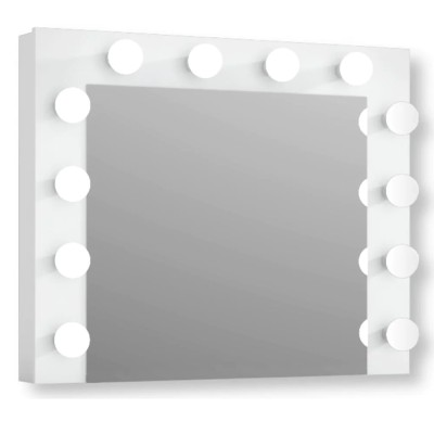 Oglinda machiaj cu 12 becuri LED, lumina neutra, 80x10x65 cm, alb Household NewTrend foto