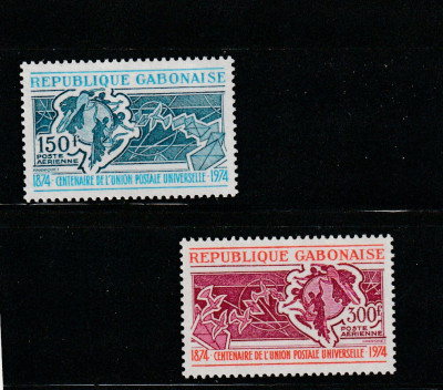 Gabon 1974-U.P.U.,centenar 1874-1974,MNH,Mi.537-538 foto