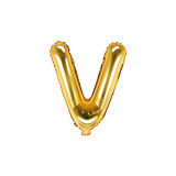 Balon Folie Litera V Auriu, 35 cm, Partydeco