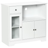 HOMCOM Dulap pentru cuptor cu microunde, bufet bucătărie, dulap de depozitare, pentru bucătărie, sală de mese 90 x 40 x 82 cm sticlă securizată și lem