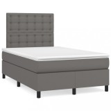 Cumpara ieftin Pat box spring cu saltea, gri, 120x200 cm, piele ecologica
