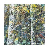 Cumpara ieftin Tablou 3D pictat manual, Peisaj din natura stilizat, 40x40cm acril in cutit, Kenny Varniote