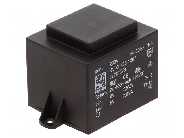 Transformator &icirc;ncapsulat 15VA 230VAC 6V PCB