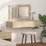 VidaXL Masă de toaletă suspendată cu LED, stejar sonoma