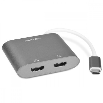 Adaptor USB-C la dublu HDMI 4k 30Hz, Kwmobile, Argintiu, Metal, 50604.01 foto