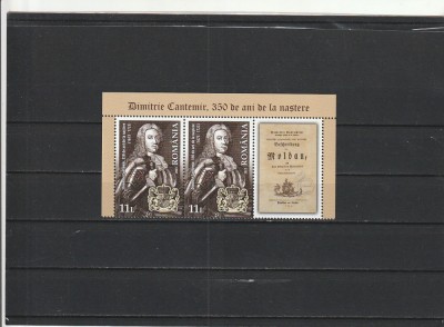ROMANIA 2023 LP 2400 LP 2400 a DIMITRIE CANTEMIR 2 VALORI+VINIETA + COLITA DANTELATA MNH NESTAMPILATE foto