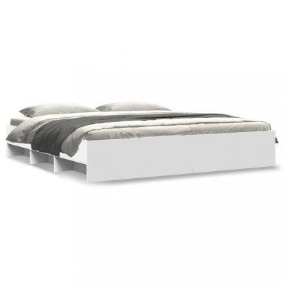 Cadru de pat, alb, 200x200 cm, lemn prelucrat foto