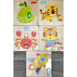 Puzzle incastru din lemn animale, insecte, fructe etc