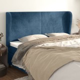 vidaXL Tăblie pat cu urechi albastru &icirc;nchis 203x23x118/128 cm catifea
