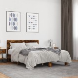 VidaXL Cadru de pat, stejar afumat 120x190 cm lemn prelucrat și metal