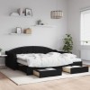 VidaXL Pat de zi cu extensie și sertare, negru, 90x200 cm, textil 3197568