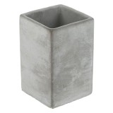 Suport pentru Periute de Dinti, Patrat din Ciment Gri Deschis 7x7x11cm, Oem