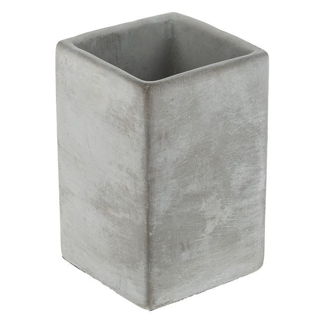 Suport pentru Periute de Dinti, Patrat din Ciment Gri Deschis 7x7x11cm