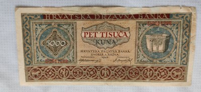 Croația - 5000 Kuna (1943) foto