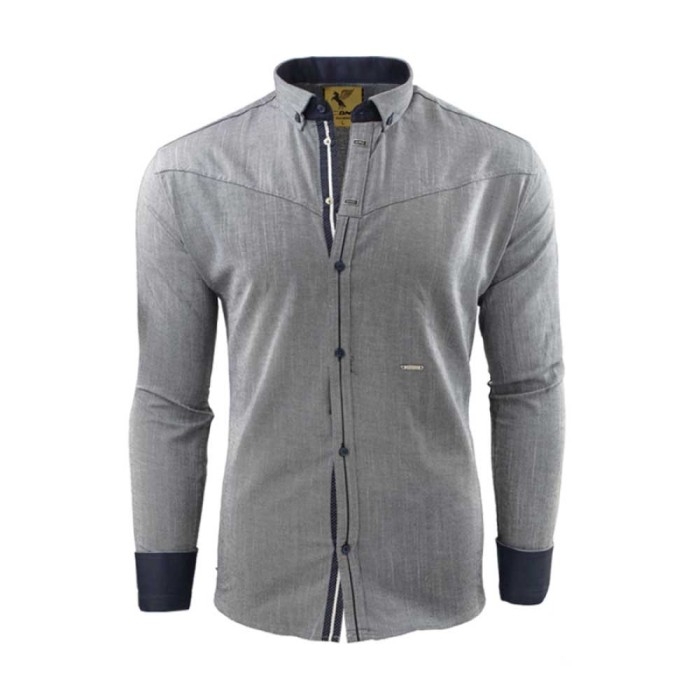 Camasa pentru barbati, slim fit, gri inchis, casual, cu guler - sedna grammaton Camasa pentru barbati, slim fit, gri inchis, casual, cu guler - sedna grammaton