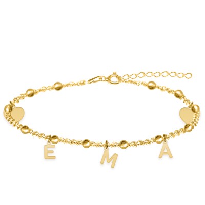 Eliana - Bratara personalizata tip salba pentru picior cu nume din argint 925 placat cu aur galben 24K foto
