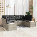 VidaXL Set de canapele pentru grădină 6 pcs Gri deschis Rattan poli 3347202