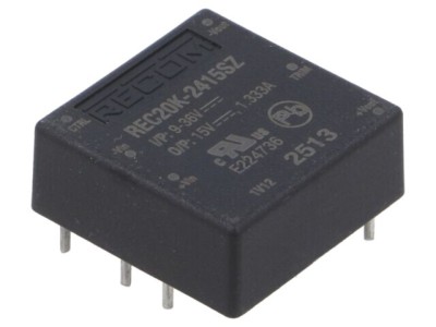 Convertor DC/DC RECOM 20W 15V 1.33A 9-36V DC foto