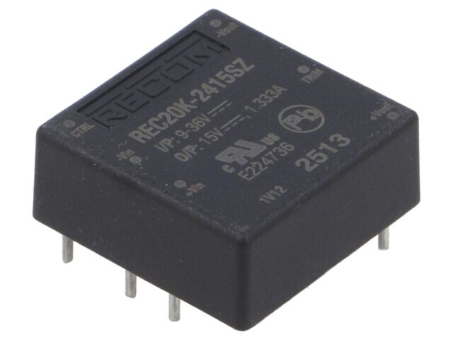 Convertor DC/DC RECOM 20W 15V 1.33A 9-36V DC