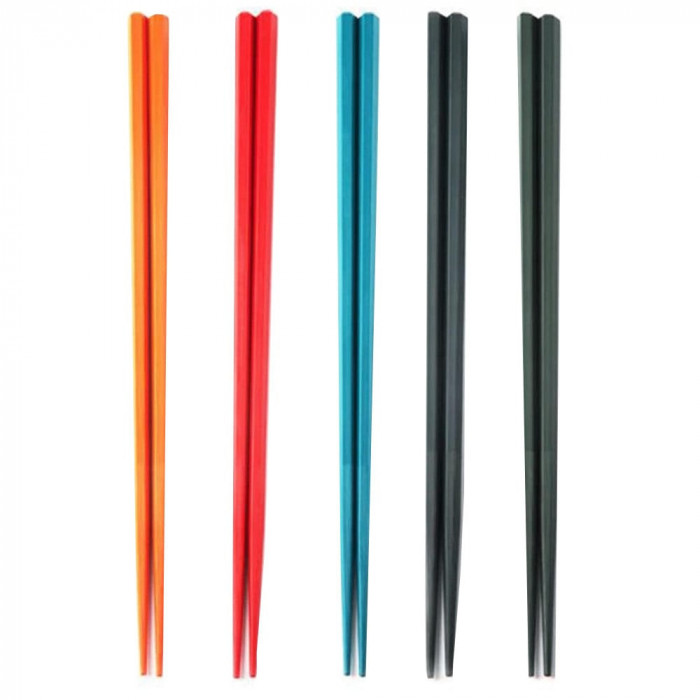 Set 5 perechi betisoare Pufo Colors din fibra de sticla pentru sushi, 24 cm