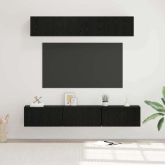 vidaXL Set comodă TV Pe perete 5 pcs Stejar Negru Lemn compozit 3393406