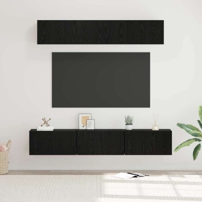 vidaXL Set comodă TV 5 pcs Stejar Negru Mediu 80 x 30 x 30.5 cm foto