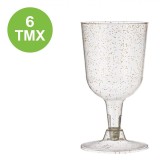 Pahare Vin Reutilizabile, Glitter Auriu, Capacitate 180ml, Set 6 Bucăți, Oem