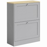 HOMCOM Dulap pentru pantofi 12 perechi, Dulap de intrare cu 2 sertare rabatabile și rafturi reglabile, 60 x 23,5 x 80cm, Gri | Aosom Romania