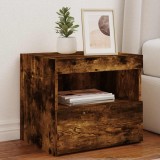 Cumpara ieftin Noptieră cu lumini LED, stejar fumuriu, 50x40x45 cm