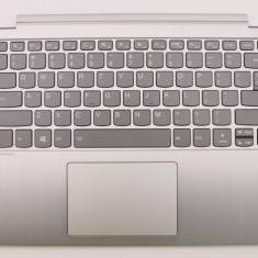 Carcasa superioara cu tastatura palmrest Laptop, Lenovo, Flex 6-14IKB Type 81EM, 5CB0R08901, iluminata, argintie, fingerprint, layout US