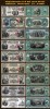 Reproducere set complet de 9 bancnote naționale din seria 1875 $1-$1000