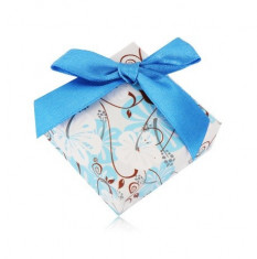 Cutie cadou pentru un inel sau cercei - hibiscus, funda albastru inchis foto