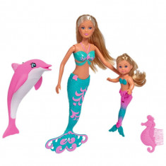 Set Simba Steffi Love Mermaid Friends papusa 29 cm, papusa 12 cm, delfin si... foto