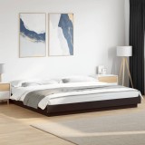VidaXL Cadru de pat cu lumini LED, negru, 200x200 cm, lemn prelucrat
