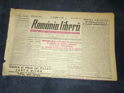 ZIARUL ROMANIA LIBERA 2 AUGUST 1949 foto