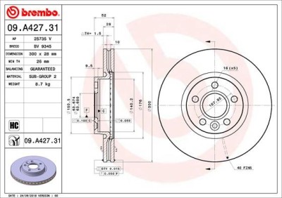 BREMBO 09.A427.31 PRIME LINE - UV Coated Disc frana foto
