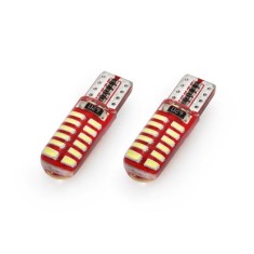 Set becuri auto cu LED CANBUS T10e W5W 24 SMD SILCA Alb 12V AM01444.