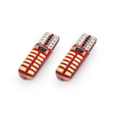 Set becuri auto cu LED CANBUS T10e W5W 24 SMD SILCA Alb 12V AM01444. foto