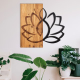 Decoratiune de perete, Lotus, lemn/metal, 58 x 58 cm, negru/maro, Enzo