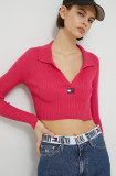 Cumpara ieftin Tommy Jeans pulover femei, culoarea roz