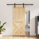 Cumpara ieftin Usa glisanta Natural si Negru 85 x 210 cm Lemn de Pin Solid