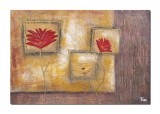 Cumpara ieftin Tablou modern pictat manual, Flori stilizate, 90x60cm ulei pe panza in relief efect 3D