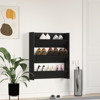 Dulap pentru pantofi Gossi negru stejar 80x18x90 cm lemn prelucrat foto